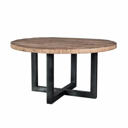 Ronde Eettafel Massief Mangohout met metalen poot 130 cm