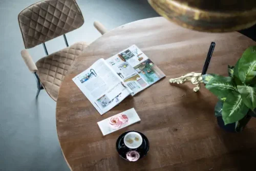 Ronde Eettafel Oscar mangohout met kruispoot Naturel 130cm - Afbeelding 3