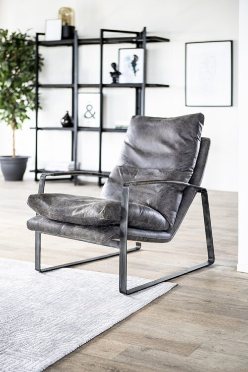 Fauteuil Lex - Antraciet vintage leer