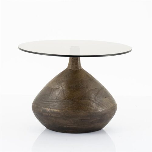 Ronde Bijzettafel Bond Hout en glas - 50 cm - Bruin - Afbeelding 2