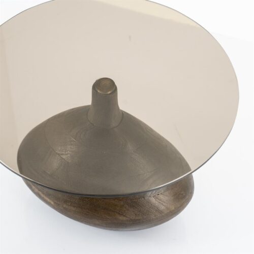 Ronde Bijzettafel Bond Hout en glas - 50 cm - Bruin - Afbeelding 3