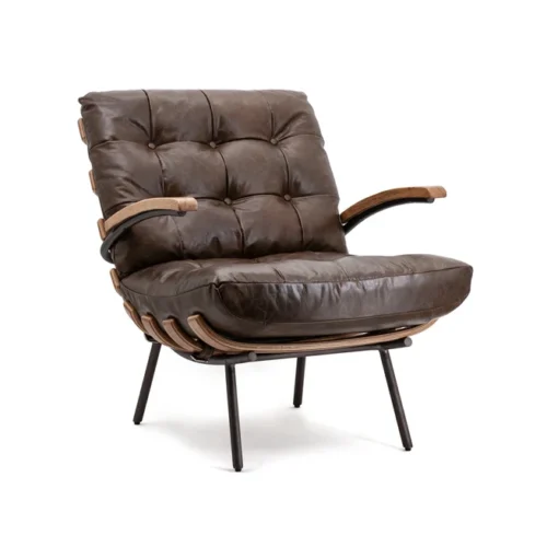 Fauteuil Bastiaan - Donkerbruin java leder - Afbeelding 2