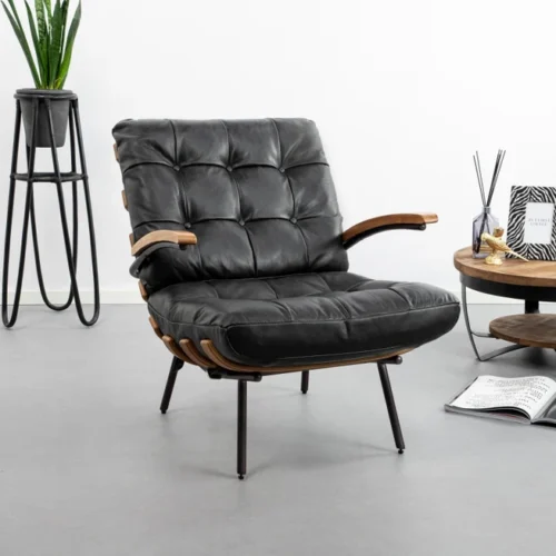 Fauteuil Bastiaan - Zwart java leder - Afbeelding 7