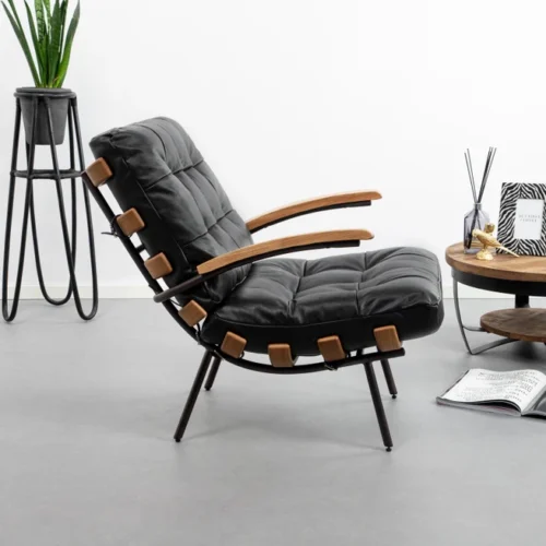 Fauteuil Bastiaan - Zwart java leder - Afbeelding 10