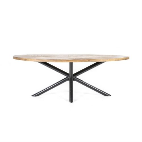 Ovale Eettafel Oscar mangohout met kruispoot Naturel 200cm - Afbeelding 5