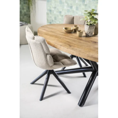 Ovale Eettafel Oscar mangohout met kruispoot Naturel 240cm - Afbeelding 5