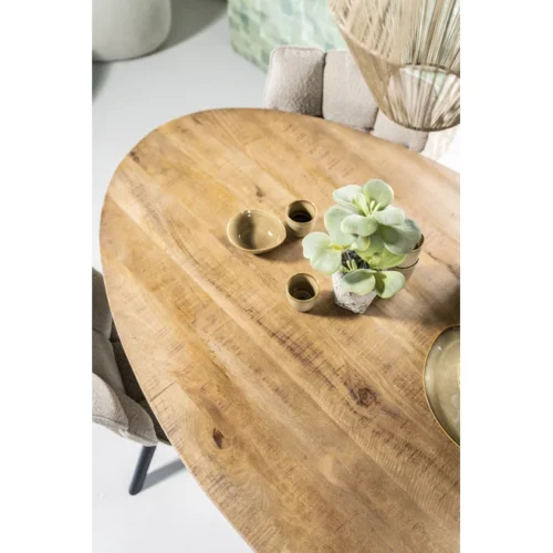 Ovale Eettafel Oscar mangohout met kruispoot Naturel 200cm - Afbeelding 2