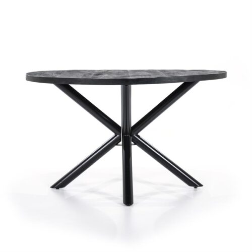 Ronde Eettafel Oscar mangohout met kruispoot Zwart 130cm - Afbeelding 2