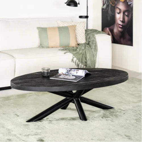 Ovale Salontafel Oscar 130 x 70 cm - Zwart