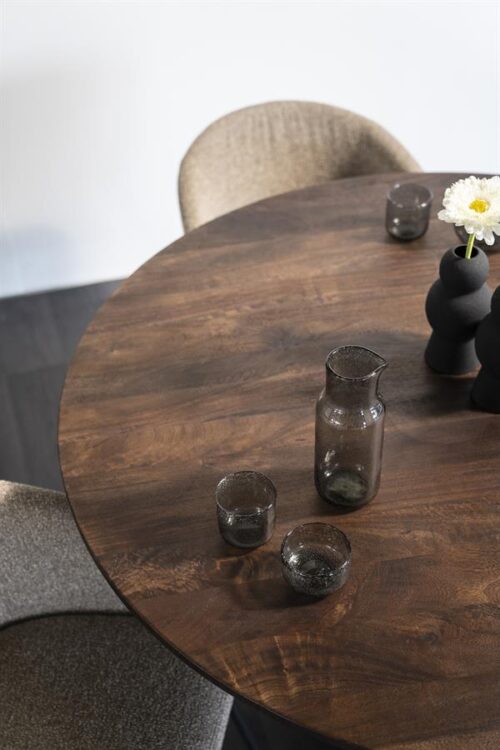 Ronde Eettafel Aron Mangohout Bruin - 130cm - Afbeelding 5