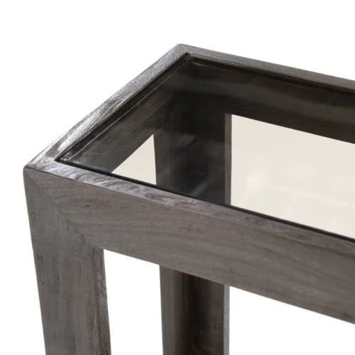 Sidetable Liam Mangohout en Glas - Bruin 120 cm - Afbeelding 5