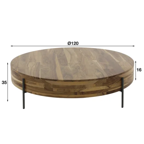 Ronde Salontafel Daytona Notenhout Ø120cm - Afbeelding 4