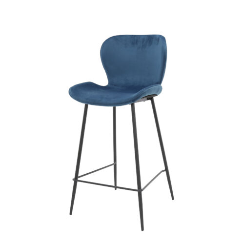 Barkruk Velvet Ronde Buis Blauw (zithoogte 67 cm) - Afbeelding 2