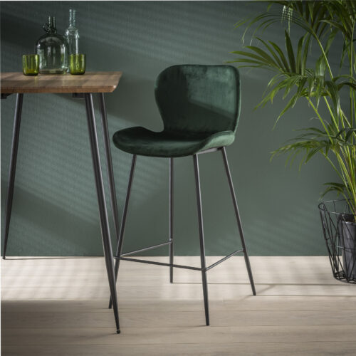 Barkruk Velvet Ronde Buis Groen (zithoogte 67 cm)