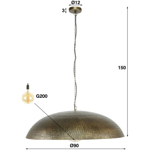 Hanglamp Brons Antiek Ø90 met 1 lamp - Metaal - Afbeelding 6