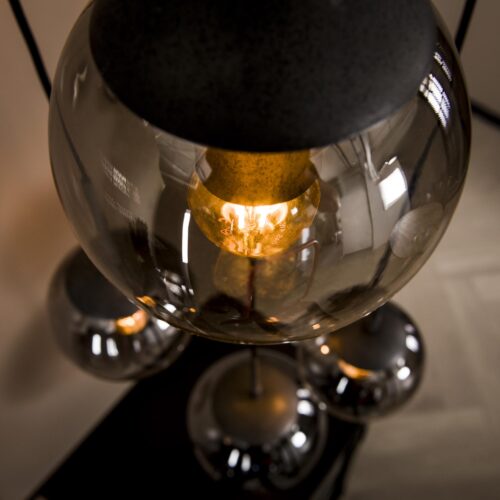 Hanglamp Bubble Shaded Getrapt met 5 smoke - glas bollen - Afbeelding 4