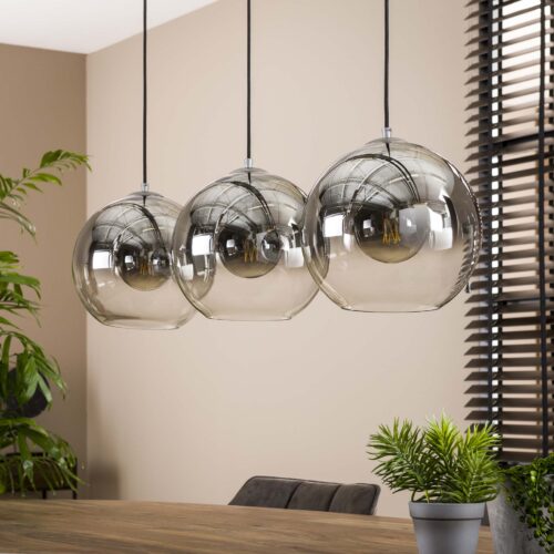 Hanglamp Bubble Shaded met 3 smoked glas bollen - Afbeelding 2