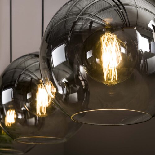 Hanglamp Bubble Shaded met 3 smoked glas bollen - Afbeelding 3