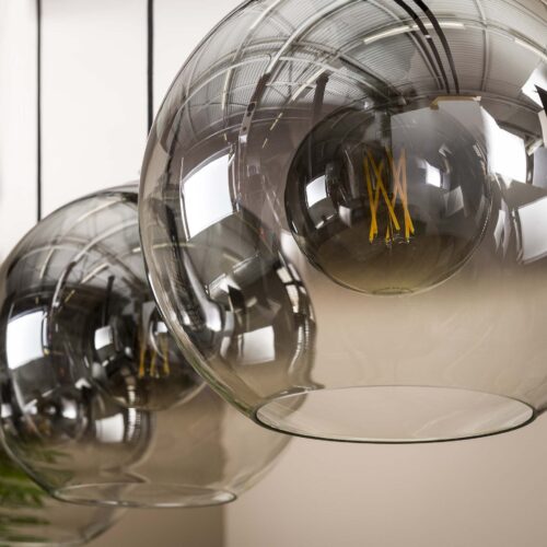 Hanglamp Bubble Shaded met 3 smoked glas bollen - Afbeelding 4