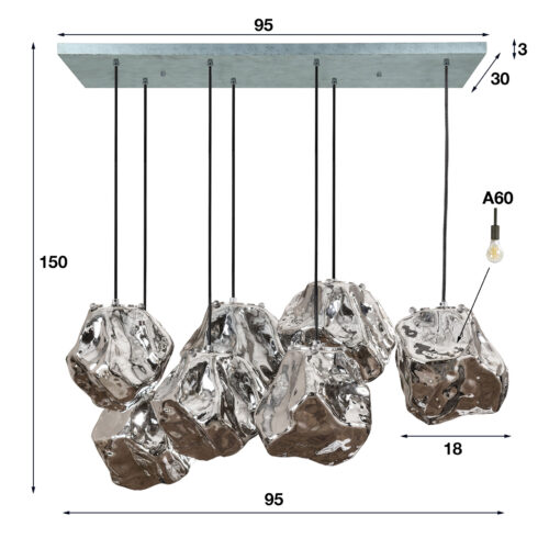 Hanglamp Rock met 7 lampen Chromed Glass - Afbeelding 5