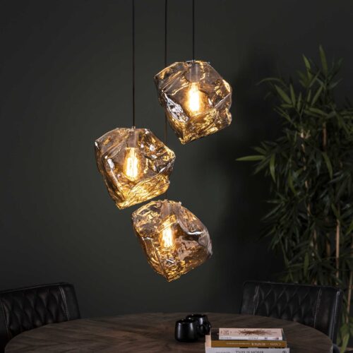 Hanglamp Rock Getrapt met 3 lampen Chromed Glass