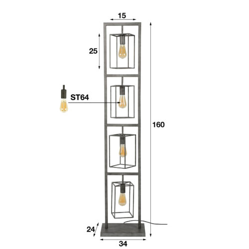 Vloerlamp Cubic Tower 160 cm - Afbeelding 5