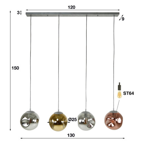 Hanglamp Stellar met 4 lampen - Ø25 cm - Afbeelding 7