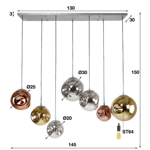 Hanglamp Stellar met 7 lampen - Ø25 cm - Afbeelding 6