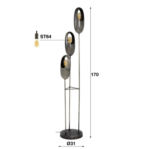 Vloerlamp Open Oog 3 lampen - Getrapt - Afbeelding 5