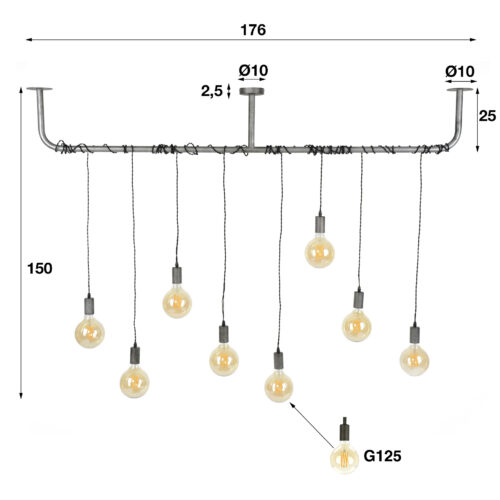 Hanglamp Wikkel - 8 lampen - Afbeelding 8