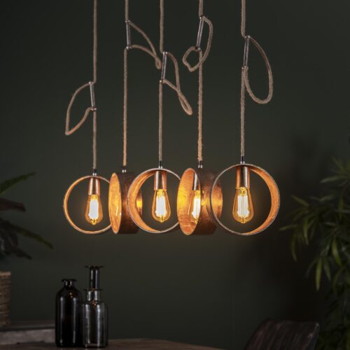 Hanglamp Loop 5 lampen Antiek Nikkel - Afbeelding 4