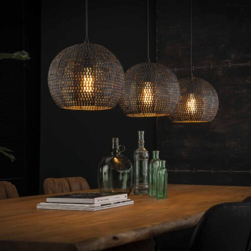 Hanglamp Armor Half Rond Zwart Bruin - 3 lampen