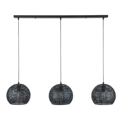 Hanglamp Armor Half Rond Zwart Bruin - 3 lampen - Afbeelding 3