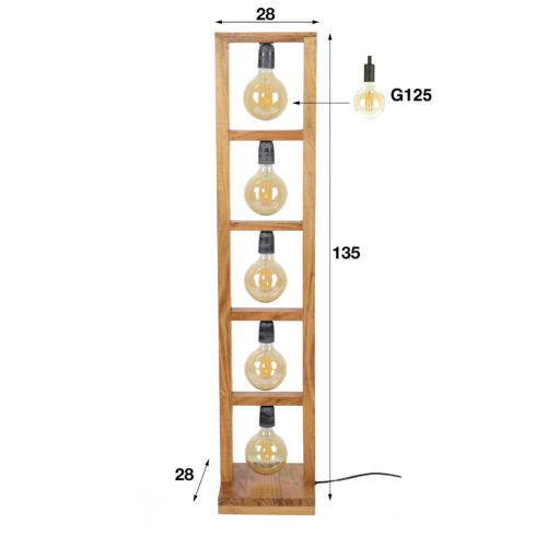 Vloerlamp Modulo Accaciahout - 135cm - Afbeelding 6