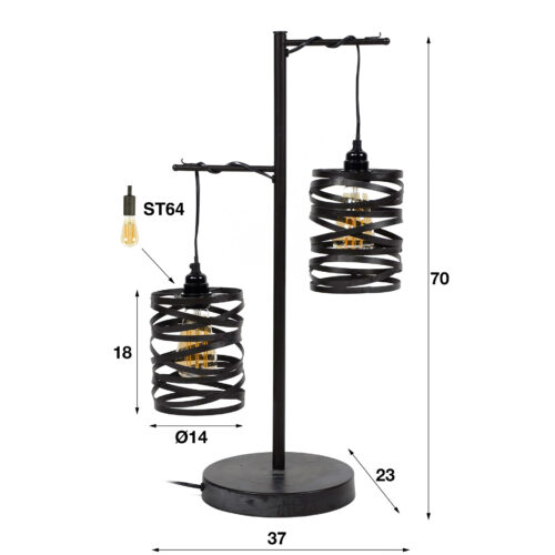 Tafellamp Spindle - 2 lamp - Afbeelding 4