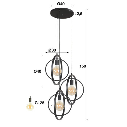 Hanglamp Turn Around Getrapt - 3 lampen - Afbeelding 4