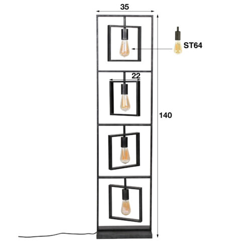 Vloerlamp Turn Square - 4 lampen - Afbeelding 8