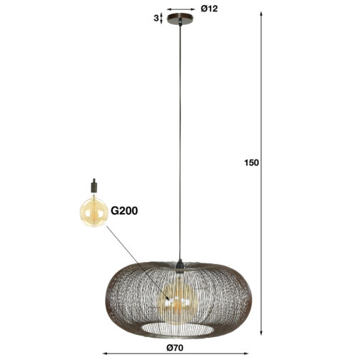 Hanglamp Copper Twist 1 lamp Ø70cm - Afbeelding 6