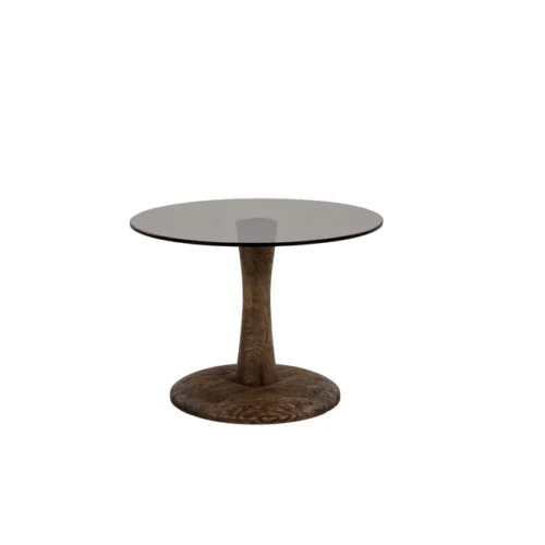 Salontafel Boogie Mangohout en glas 55 cm - Bruin