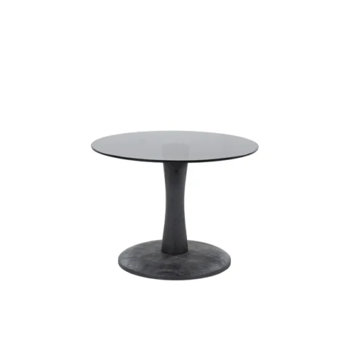 Salontafel Boogie Mangohout en glas 55 cm - Zwart