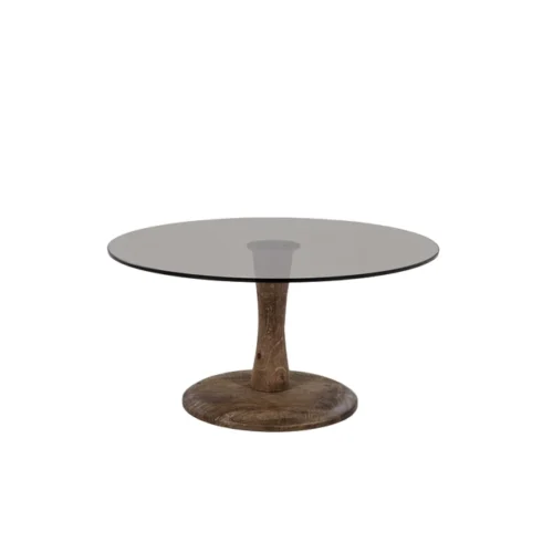 Salontafel Boogie Mangohout en glas 70 cm - Bruin - Afbeelding 2