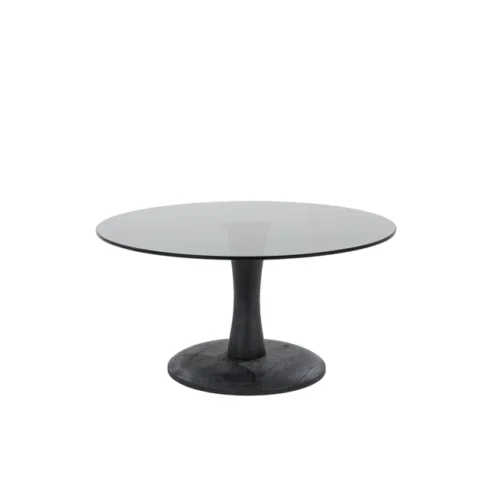 Salontafel Boogie Mangohout en glas 70 cm - Zwart