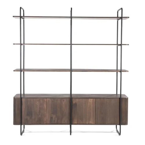 Wandkast James Mangohout en Metaal 190x210cm - Bruin - Afbeelding 6