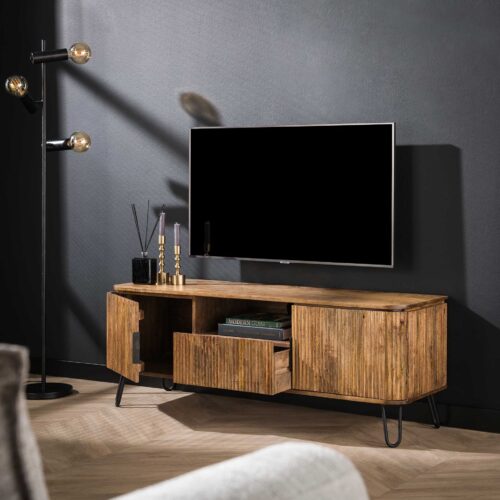 TV-meubel Wave Mangohout 135cm - Naturel - Afbeelding 2