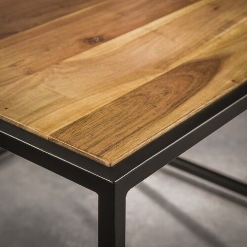 Salontafel Slate mix leisteen en Acaciahout set van 2 stuks - Afbeelding 2