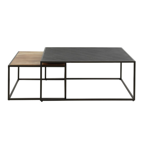 Salontafel Slate mix leisteen en Acaciahout set van 2 stuks - Afbeelding 4