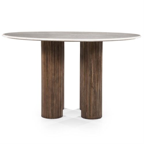 Ronde Eettafel Xavi Marmer en Mangohout - 130cm - Afbeelding 3