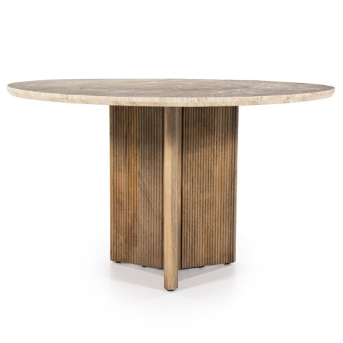 Ronde Eettafel Sara Travertin en Mangohout - 130cm - Afbeelding 2