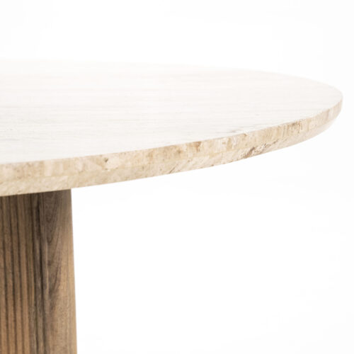 Ronde Eettafel Sara Travertin en Mangohout - 130cm - Afbeelding 10