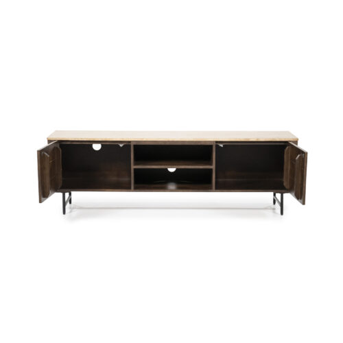 TV-Meubel Lio Mangohout Travertin 170cm - bruin - Afbeelding 3